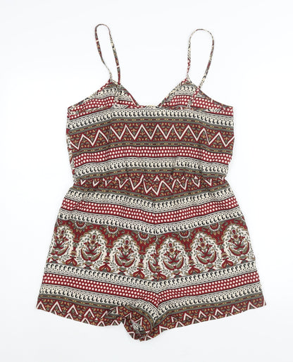 Staring at Stars Womens Multicoloured Geometric Polyester Playsuit One-Piece Size M Hook & Eye