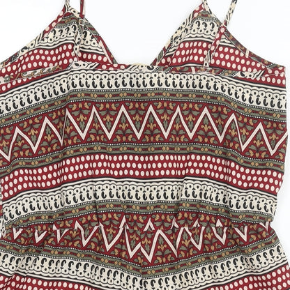 Staring at Stars Womens Multicoloured Geometric Polyester Playsuit One-Piece Size M Hook & Eye