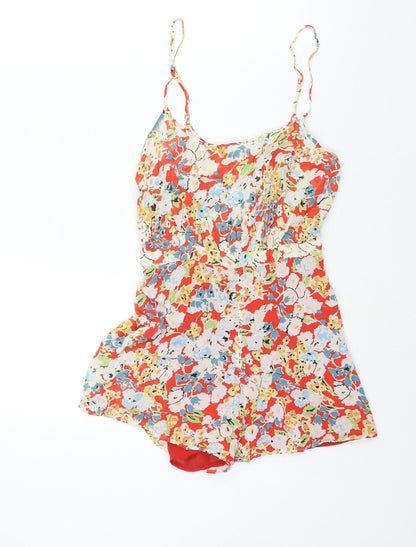 Topshop Womens Multicoloured Geometric Viscose Playsuit One-Piece Size 10 Zip - Floral Print