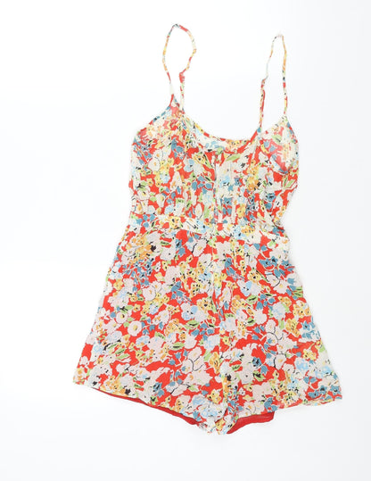 Topshop Womens Multicoloured Geometric Viscose Playsuit One-Piece Size 10 Zip - Floral Print