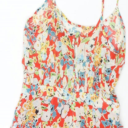 Topshop Womens Multicoloured Geometric Viscose Playsuit One-Piece Size 10 Zip - Floral Print