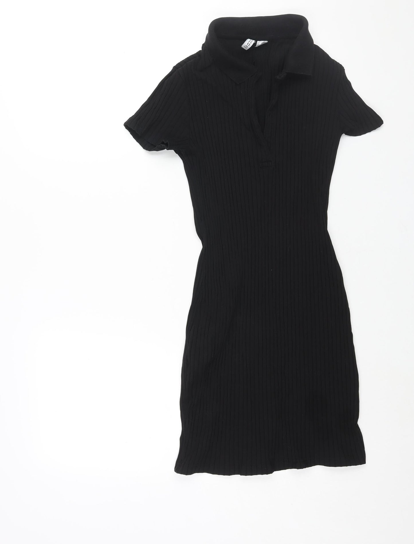 Divided by H&M Womens Black Cotton Bodycon Size M Collared Pullover