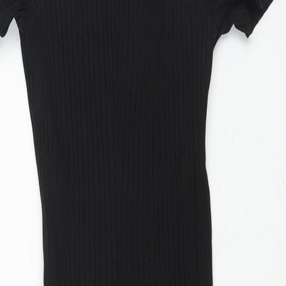 Divided by H&M Womens Black Cotton Bodycon Size M Collared Pullover