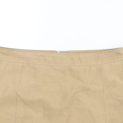 New Look Womens Beige Polyester A-Line Skirt Size 10 Zip