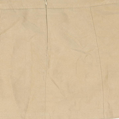 New Look Womens Beige Polyester A-Line Skirt Size 10 Zip