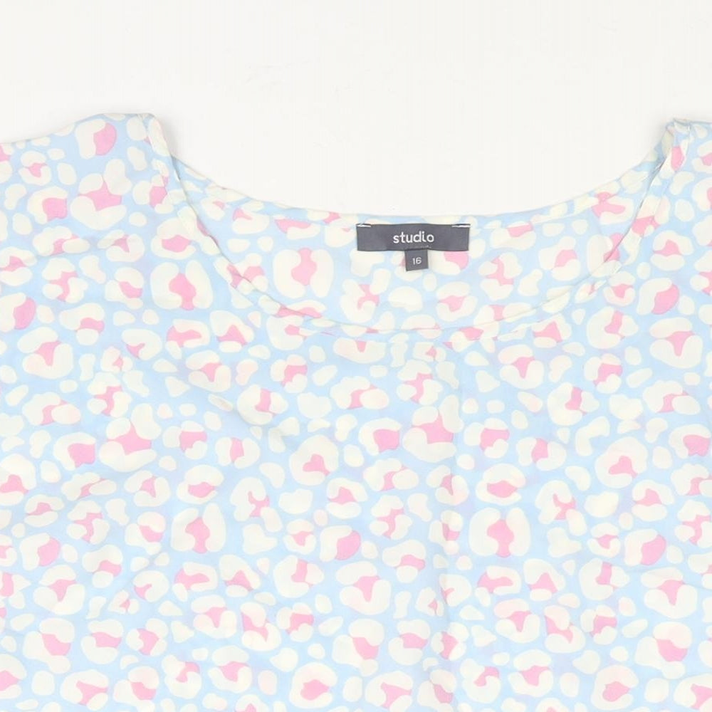 Womens UK Size 16 Studio Blue Tunic Blouse