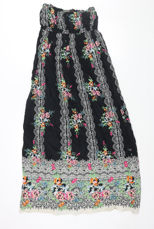 New Look Womens Black Geometric Cotton Maxi Size 8 Square Neck Pullover