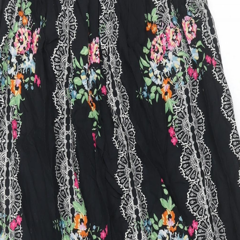 New Look Womens Black Geometric Cotton Maxi Size 8 Square Neck Pullover