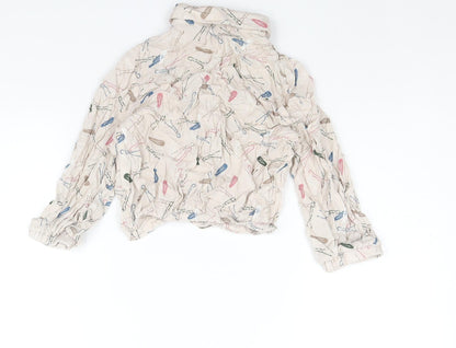 Womens UK Size S Zara Beige Cropped Blouse