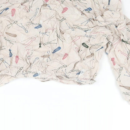 Womens UK Size S Zara Beige Cropped Blouse