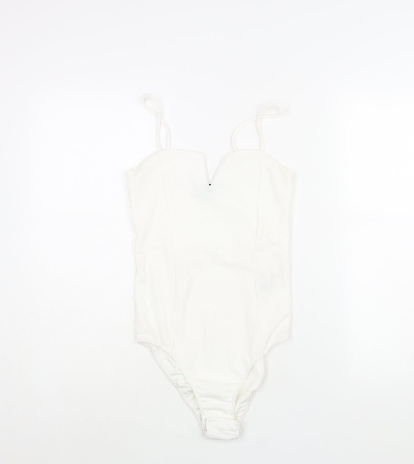 New Look Womens White Polyester Bodysuit One-Piece Size 8 Snap