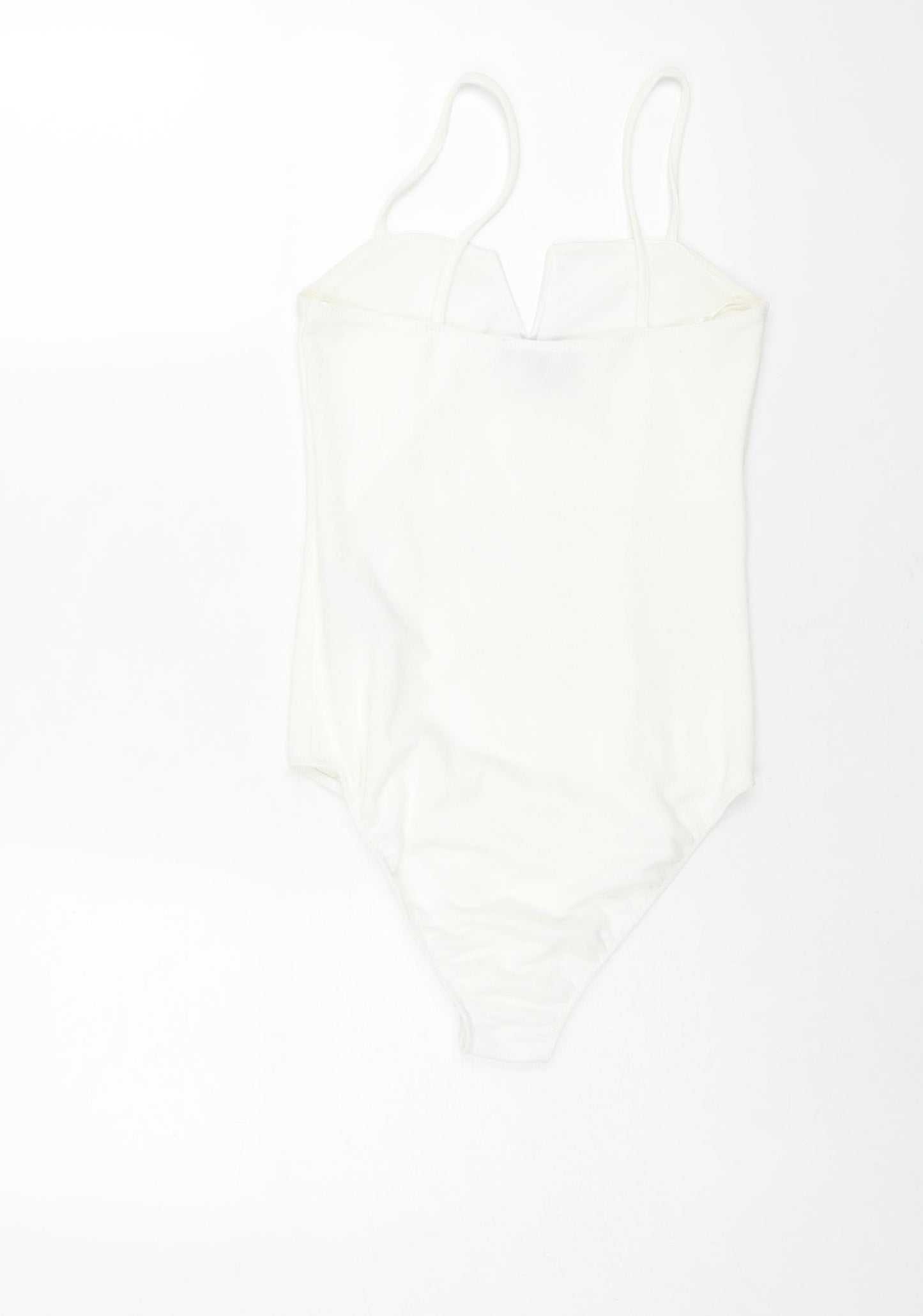 New Look Womens White Polyester Bodysuit One-Piece Size 8 Snap