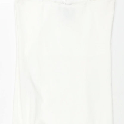 New Look Womens White Polyester Bodysuit One-Piece Size 8 Snap