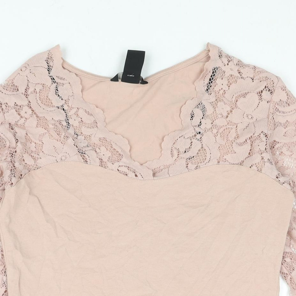 Womens UK Size S H&M Pink Basic Blouse