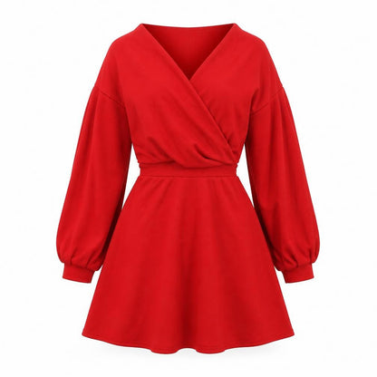 Boohoo Womens Red Polyester A-Line Size 4 V-Neck Pullover - Belted