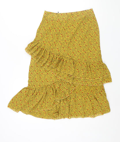 Sweewe Womens Yellow Geometric Polyester A-Line Skirt Size S Zip - Frill Floral Print
