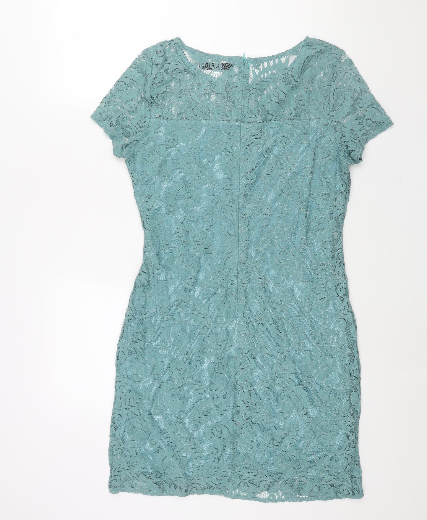 Tenki Womens Blue Polyester Shift Size 16 Round Neck Zip