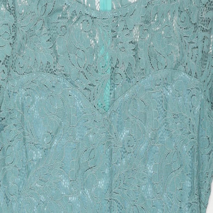 Tenki Womens Blue Polyester Shift Size 16 Round Neck Zip