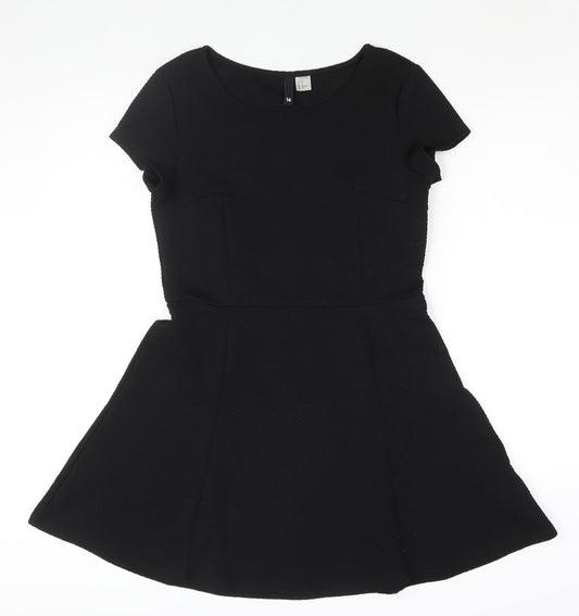 Divided by H&M Womens Black Polyester A-Line Size 14 Round Neck Pullover