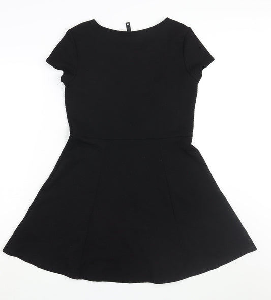 Divided by H&M Womens Black Polyester A-Line Size 14 Round Neck Pullover
