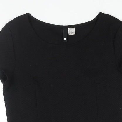 Divided by H&M Womens Black Polyester A-Line Size 14 Round Neck Pullover