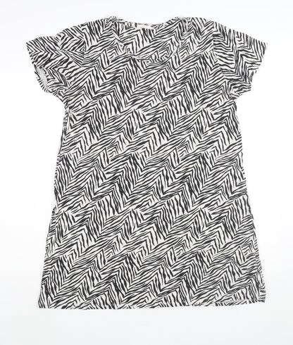 Marks and Spencer Womens Black Geometric Cotton Top Dress Size 14