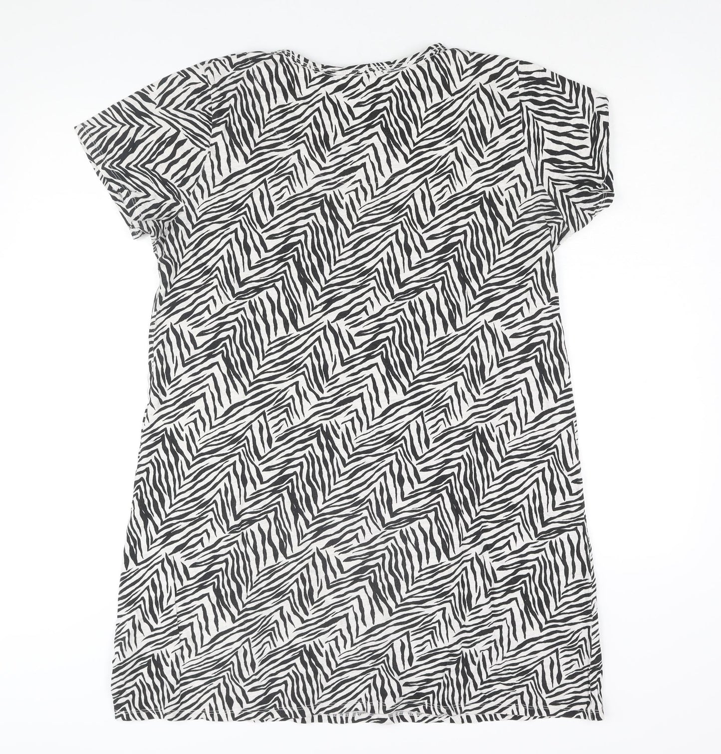 Marks and Spencer Womens Black Geometric Cotton Top Dress Size 14