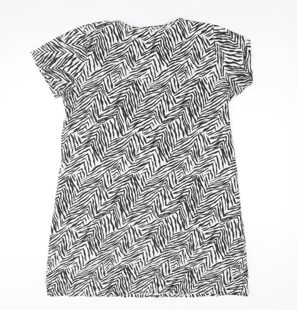 Marks and Spencer Womens Black Geometric Cotton Top Dress Size 14