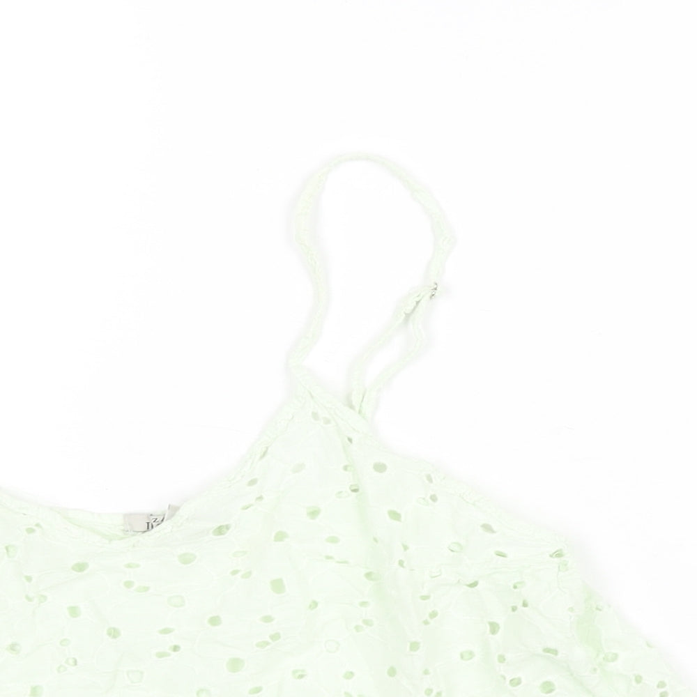 Womens UK Size M Zara Green Cropped Blouse