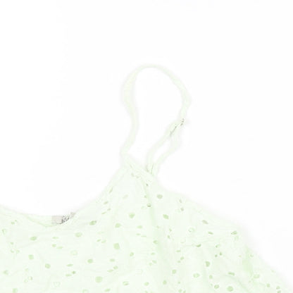 Womens UK Size M Zara Green Cropped Blouse