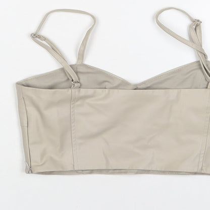 Womens UK Size XS Zara Beige Cropped T-Shirt