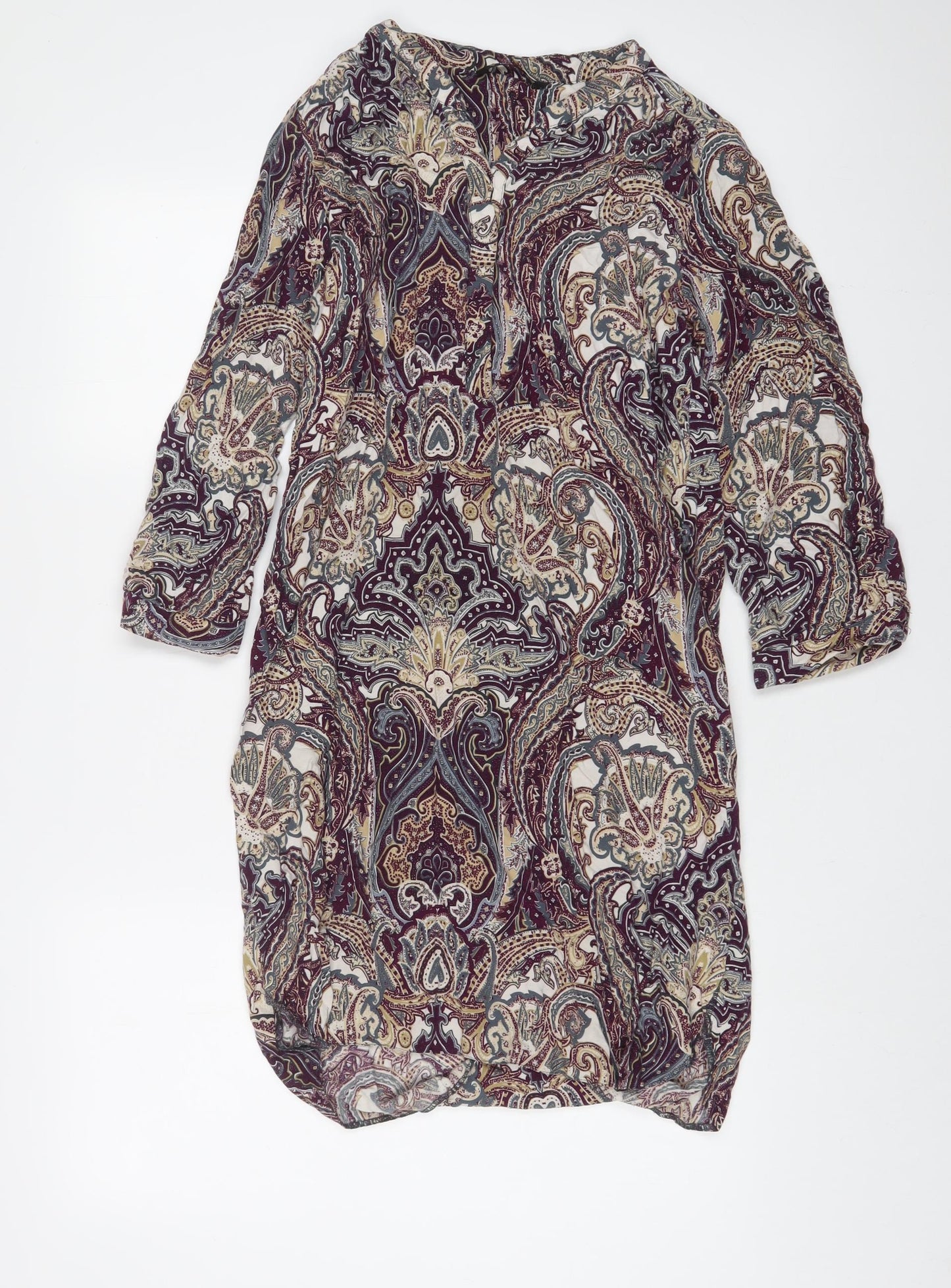 Dunnes Stores Womens Multicoloured Fair Isle Viscose Sheath Size 12 V-Neck Pullover