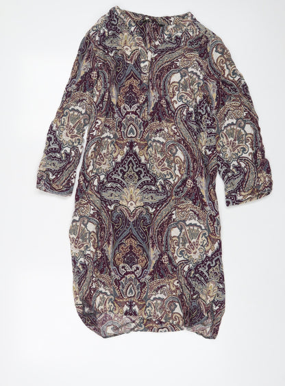 Dunnes Stores Womens Multicoloured Fair Isle Viscose Sheath Size 12 V-Neck Pullover