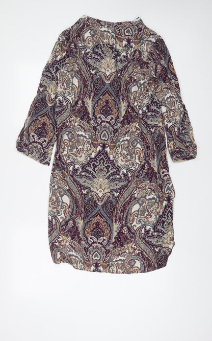 Dunnes Stores Womens Multicoloured Fair Isle Viscose Sheath Size 12 V-Neck Pullover