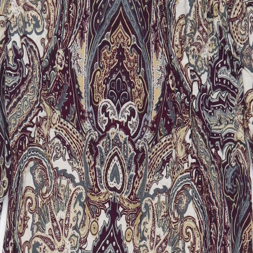 Dunnes Stores Womens Multicoloured Fair Isle Viscose Sheath Size 12 V-Neck Pullover