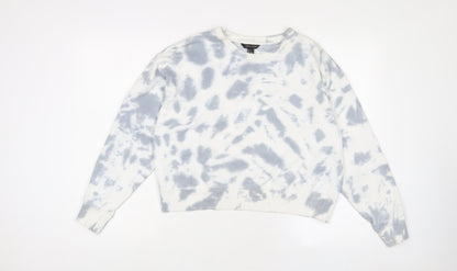 New Look Womens Blue Geometric Cotton Pullover Sweatshirt Size S Pullover