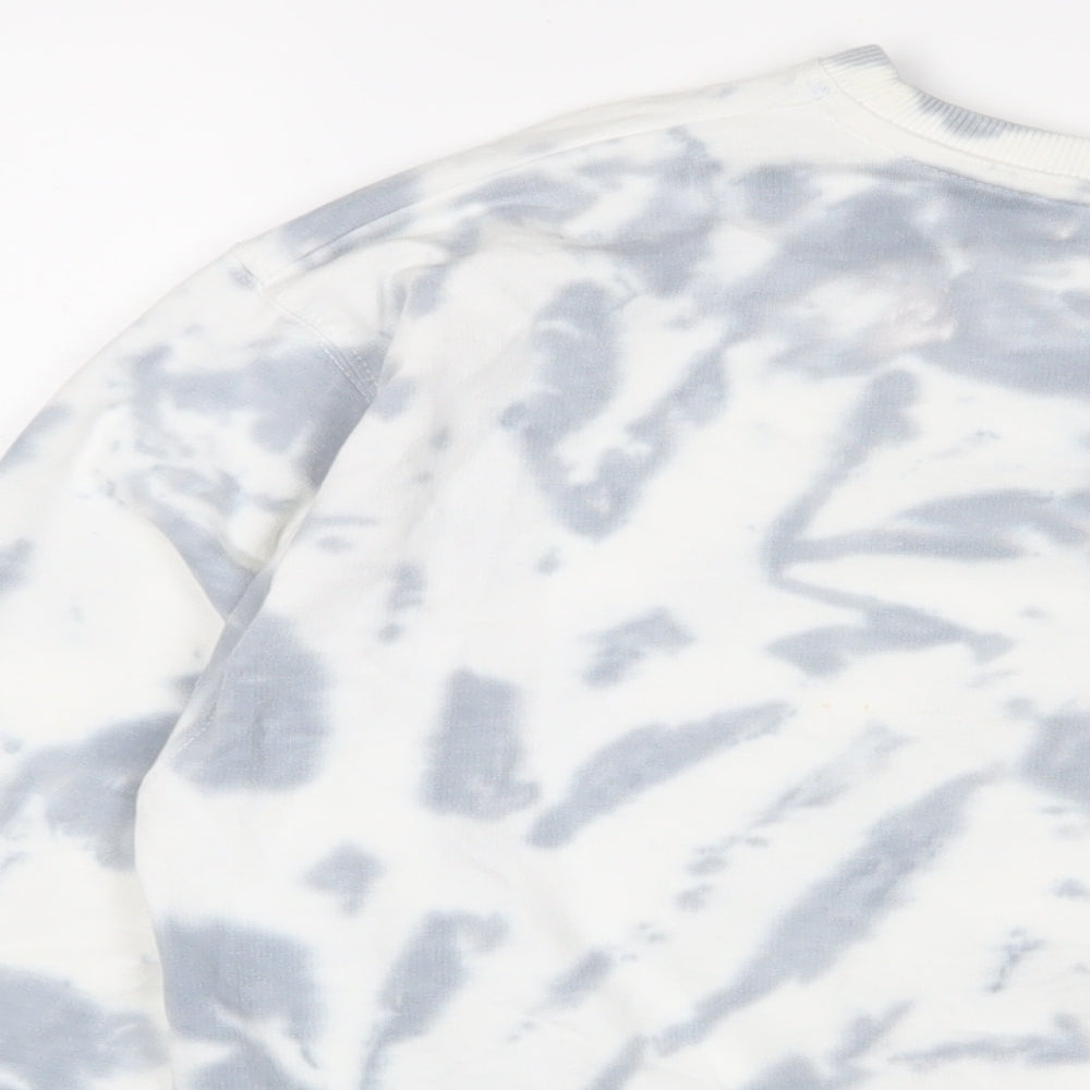 New Look Womens Blue Geometric Cotton Pullover Sweatshirt Size S Pullover