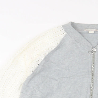 Gap Womens Grey Cotton Pullover Sweatshirt Size M Zip - Crochet sleeves