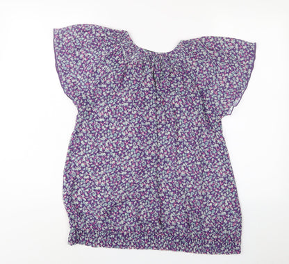 Womens UK Size L Zara Purple Basic T-Shirt