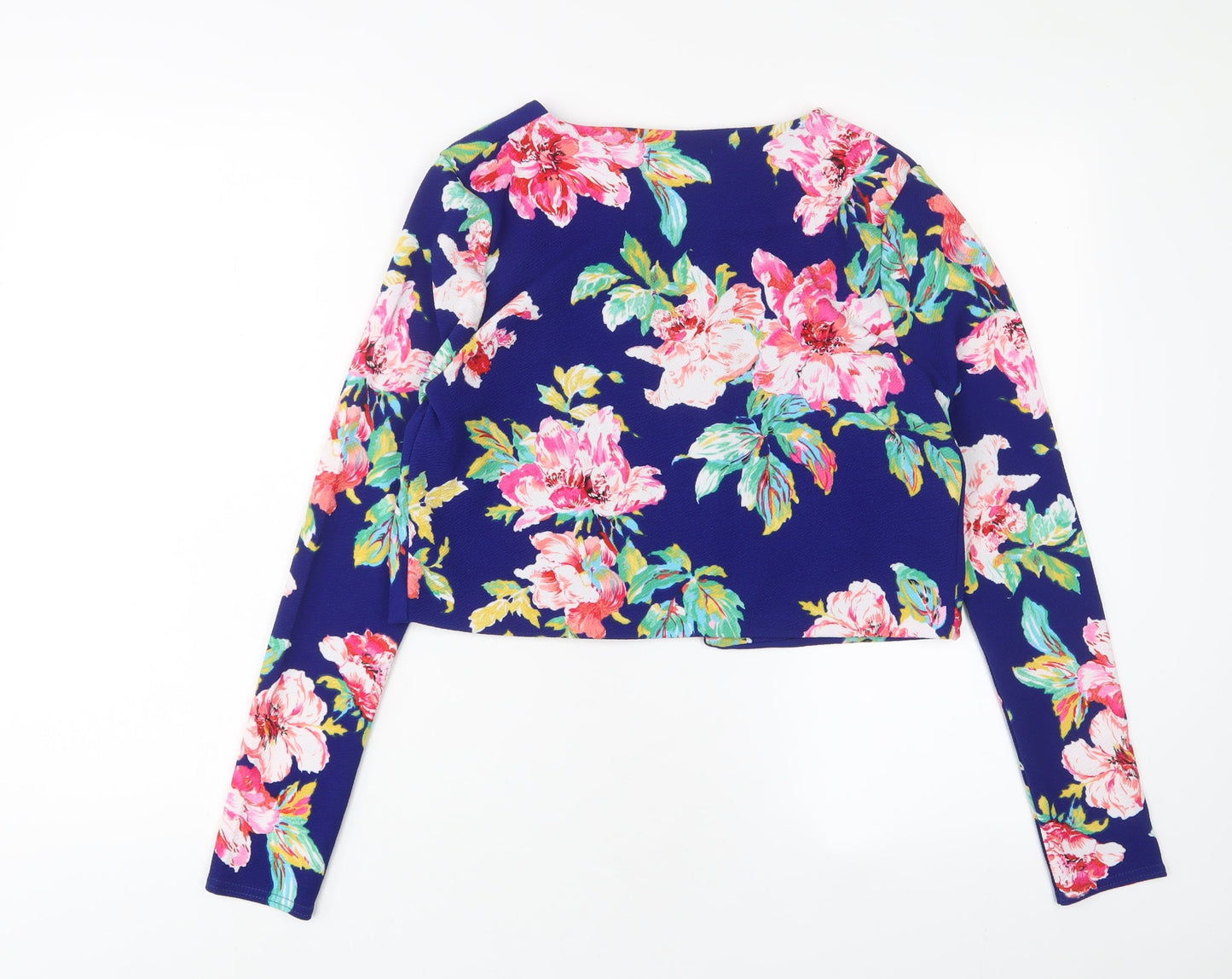 Pink Soda Womens Blue Floral Jacket Size 10 - Open