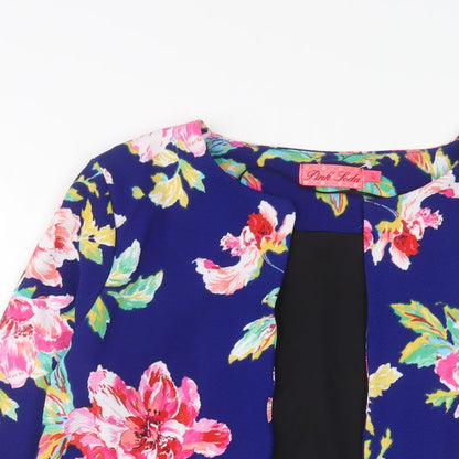 Pink Soda Womens Blue Floral Jacket Size 10 - Open