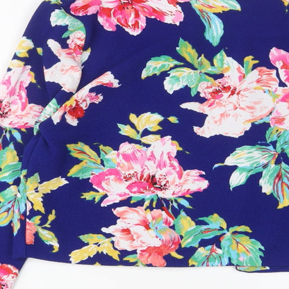 Pink Soda Womens Blue Floral Jacket Size 10 - Open
