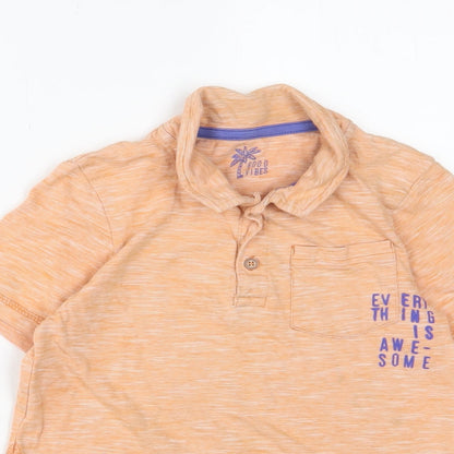 Mothercare Boys Orange Cotton Basic Polo Size 7-8 Years Collared Button