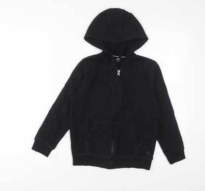 GOODMOVE Boys Black Cotton Full Zip Hoodie Size 7-8 Years Zip