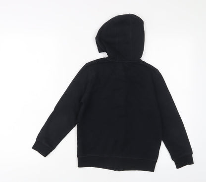 GOODMOVE Boys Black Cotton Full Zip Hoodie Size 7-8 Years Zip