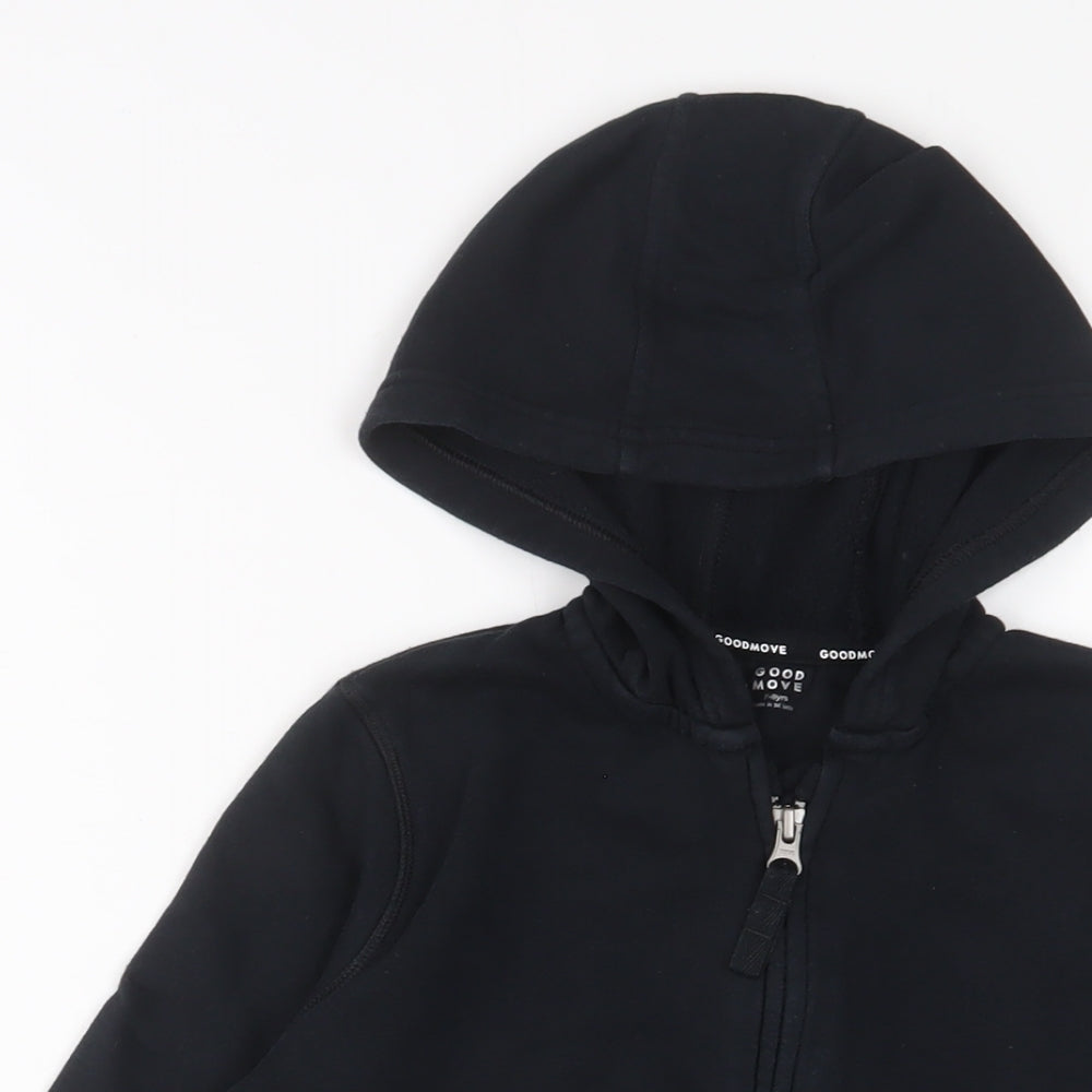 GOODMOVE Boys Black Cotton Full Zip Hoodie Size 7-8 Years Zip