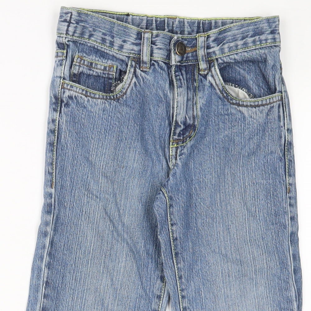 Demo Boys Blue Cotton Straight Jeans Size 7 Years L20 in Regular Zip - Adjustable waist