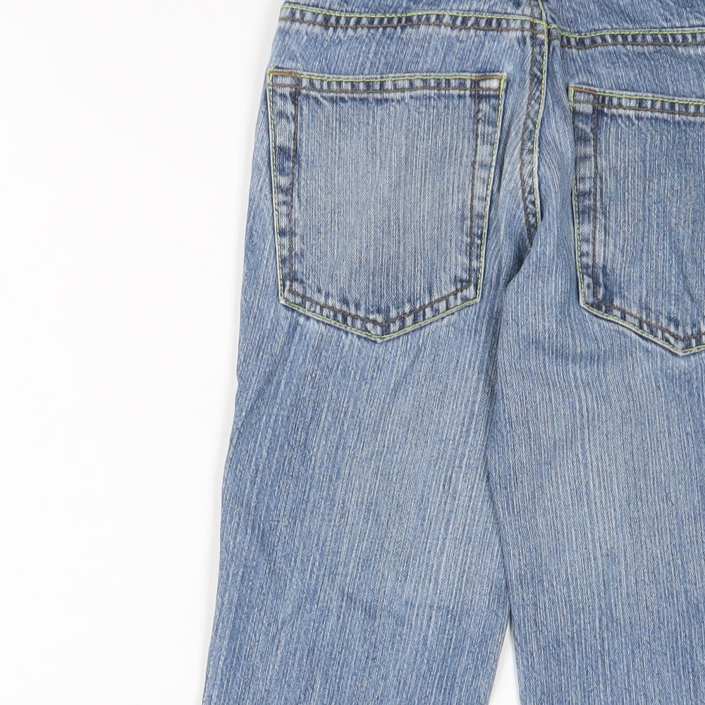 Demo Boys Blue Cotton Straight Jeans Size 7 Years L20 in Regular Zip - Adjustable waist