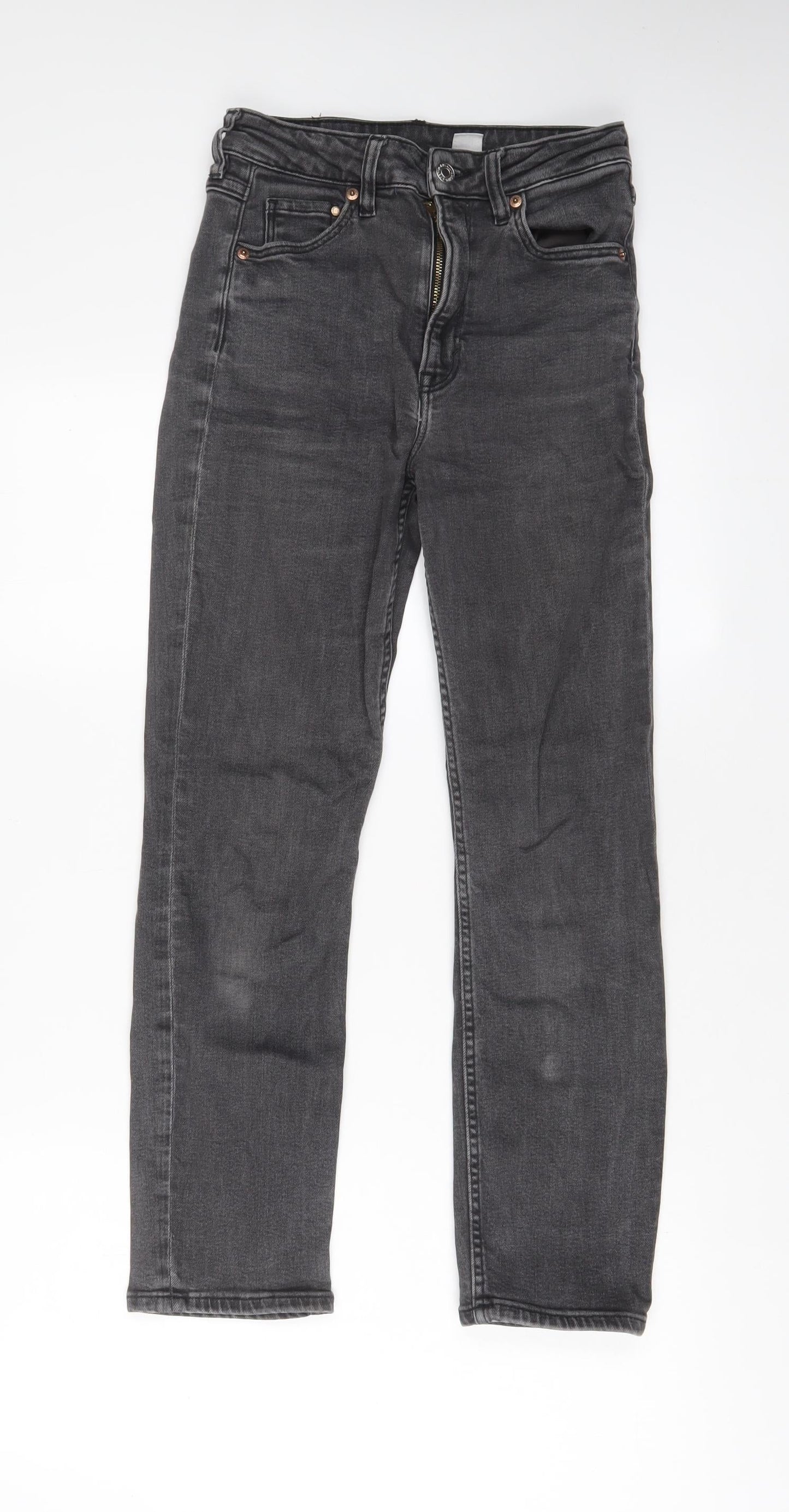 Womens UK Size 8 H&M Regular Fit Straight Grey Jeans