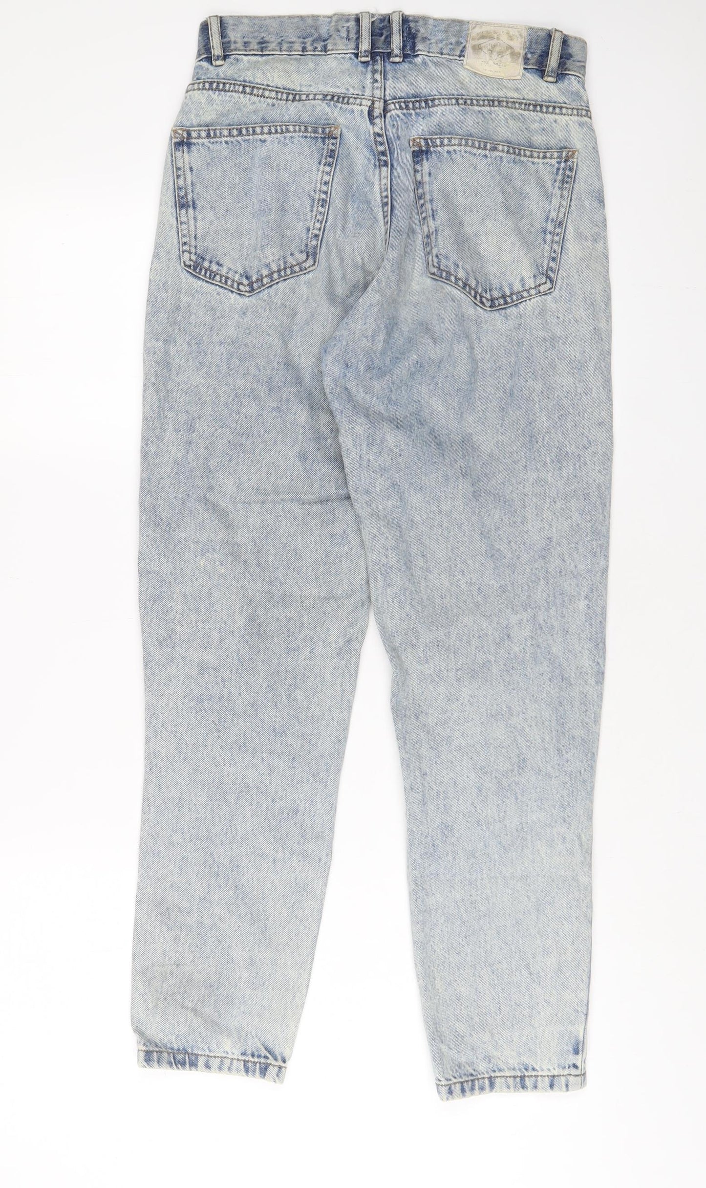 Pull&Bear Womens Blue Cotton Mom Jeans Size 8 L28 in Regular Zip